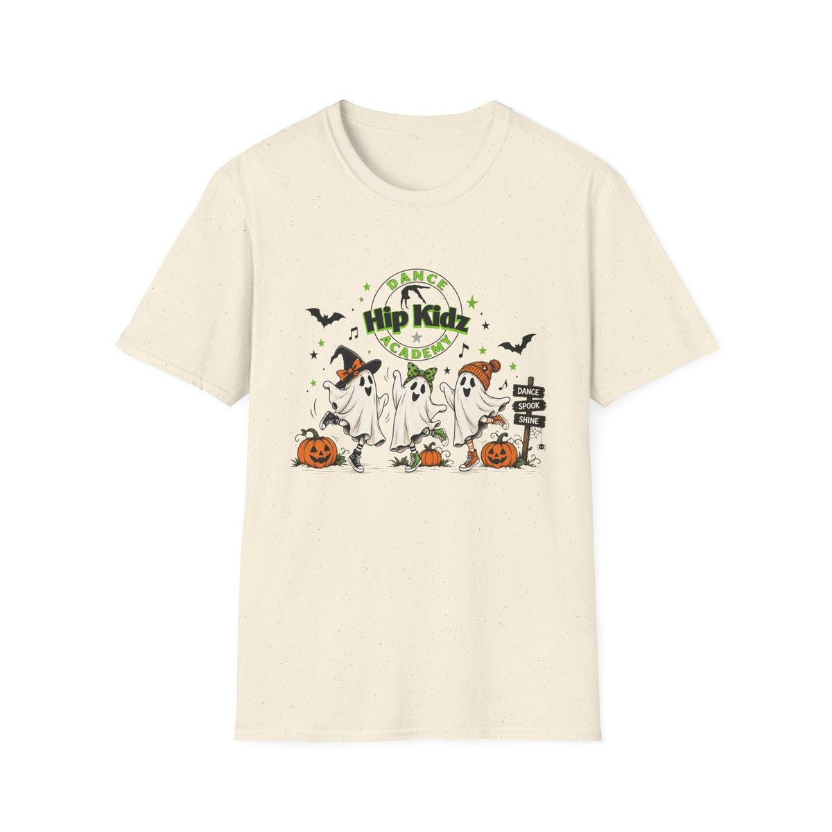 ADULT Hip Kidz Dance Academy Halloween T-Shirt — Cute Ghosts & Pumpkin Dance Tee