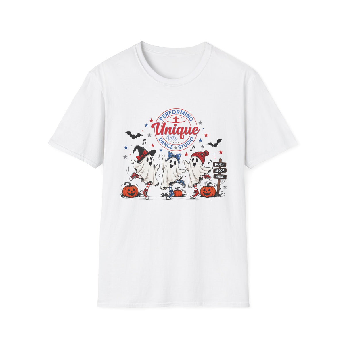 ADULT Dance Studio Ghosts Halloween T-Shirt — "Unique Performing Arts"