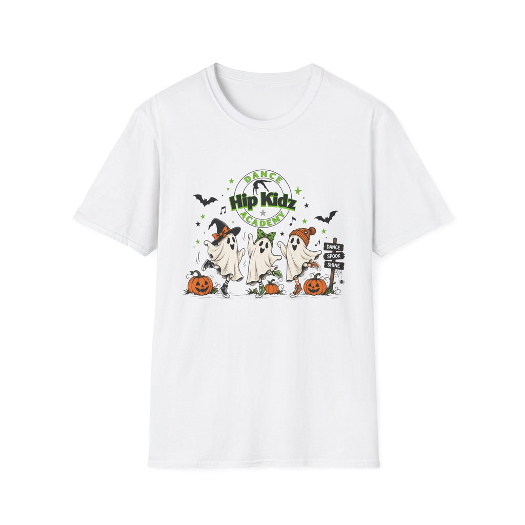 ADULT Hip Kidz Dance Academy Halloween T-Shirt — Cute Ghosts & Pumpkin Dance Tee