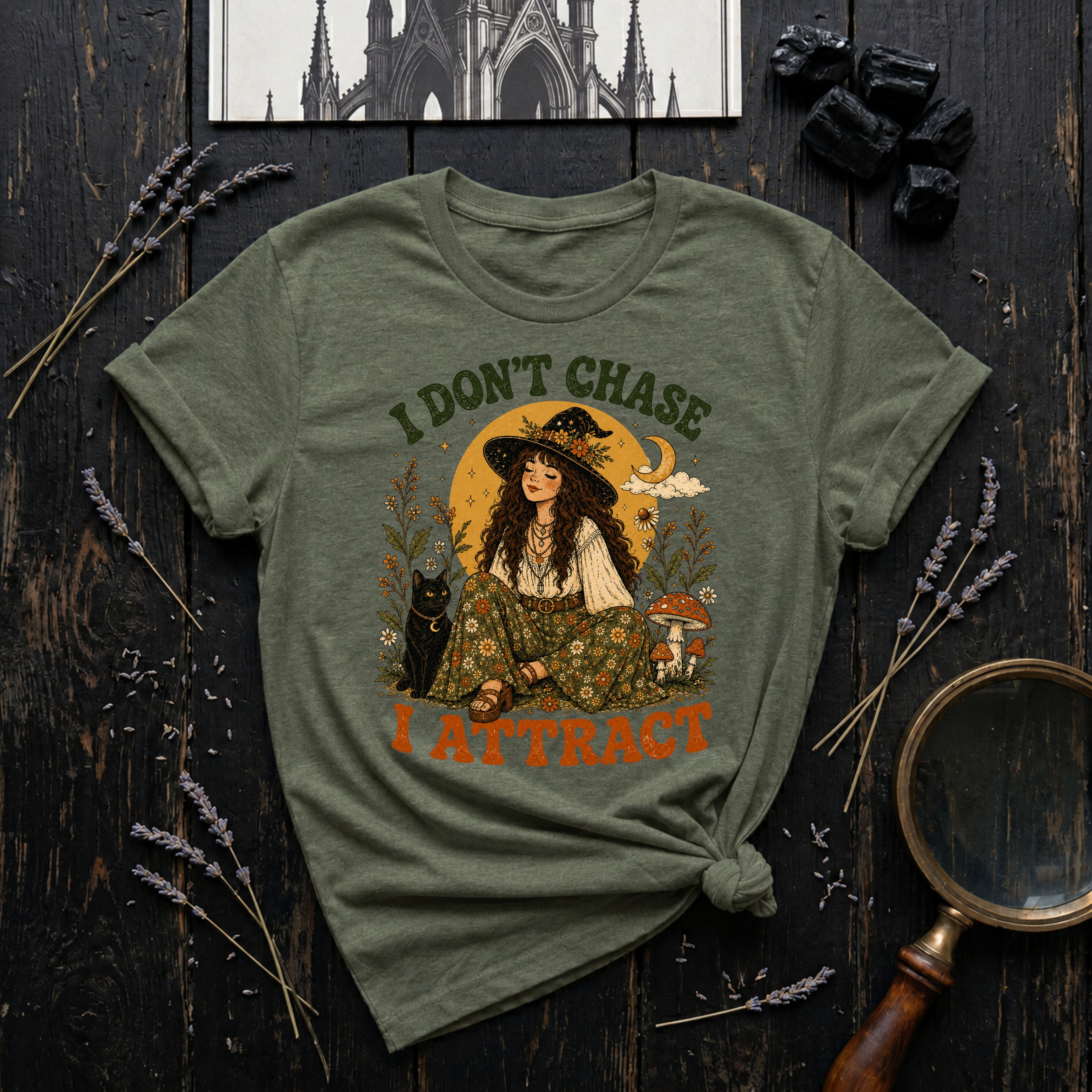 I Don’t Chase I Attract Witchy Graphic T-Shirt