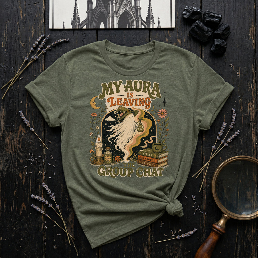 My Aura Is Leaving T-Shirt — Retro Witchy Vibe Graphic Tee