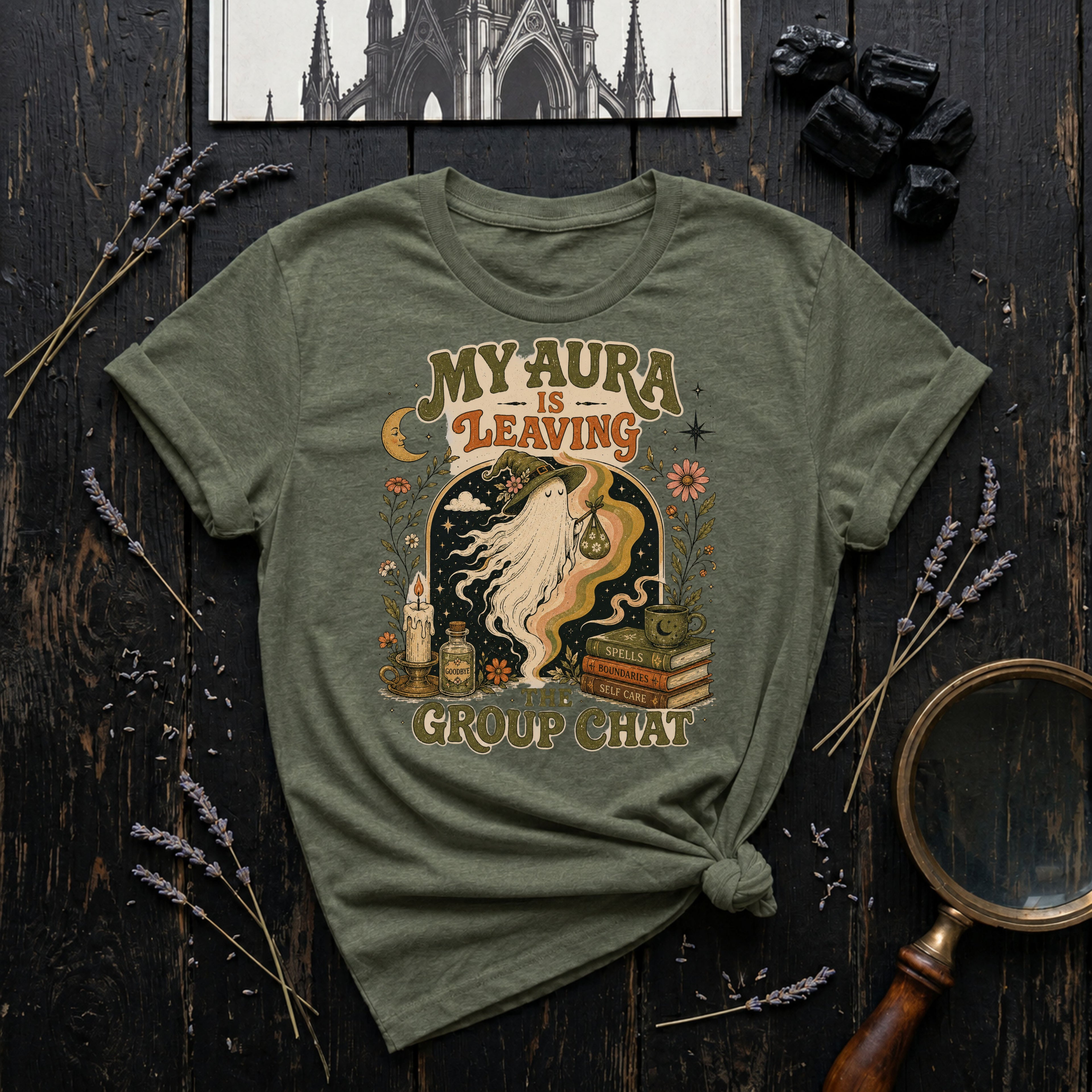 My Aura Is Leaving T-Shirt — Retro Witchy Vibe Graphic Tee