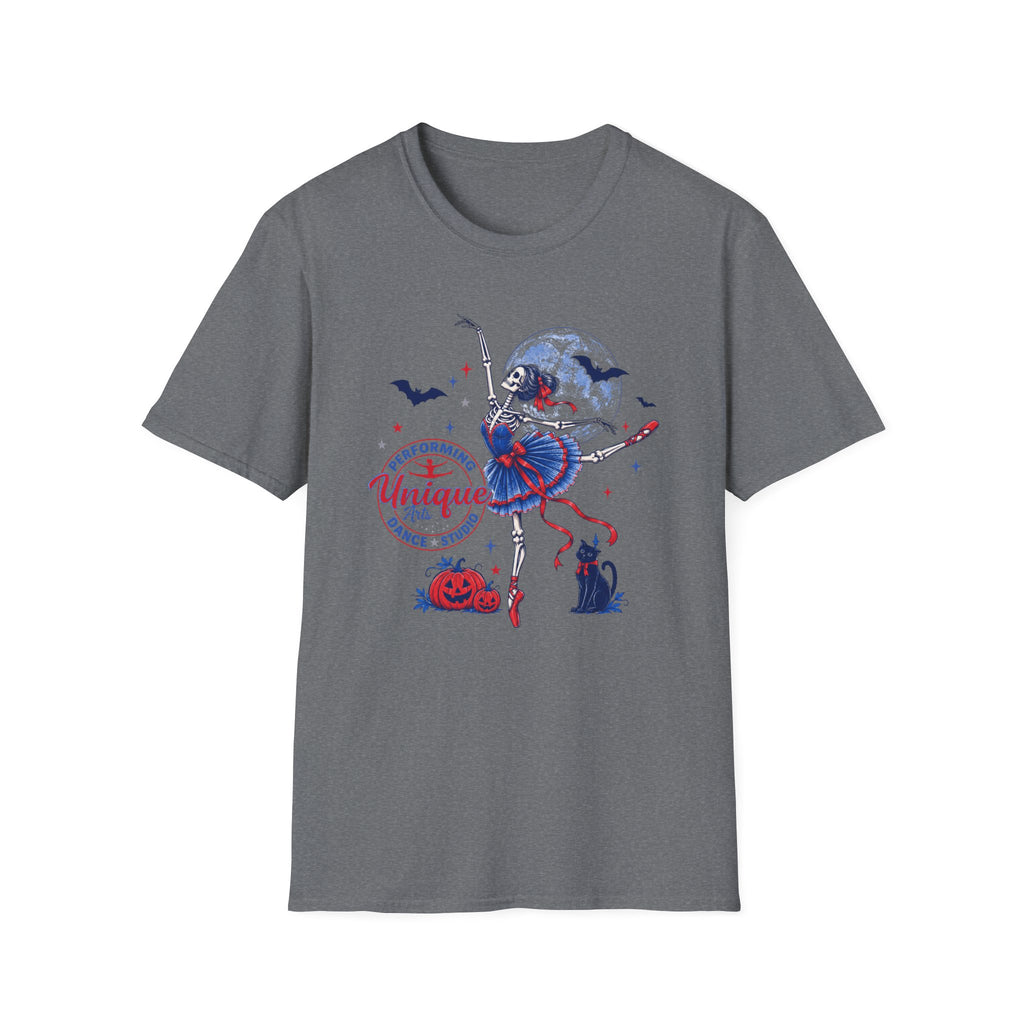 ADULT Skeleton Ballerina 'Performing Unique' T-Shirt — Halloween Dance Graphic Tee