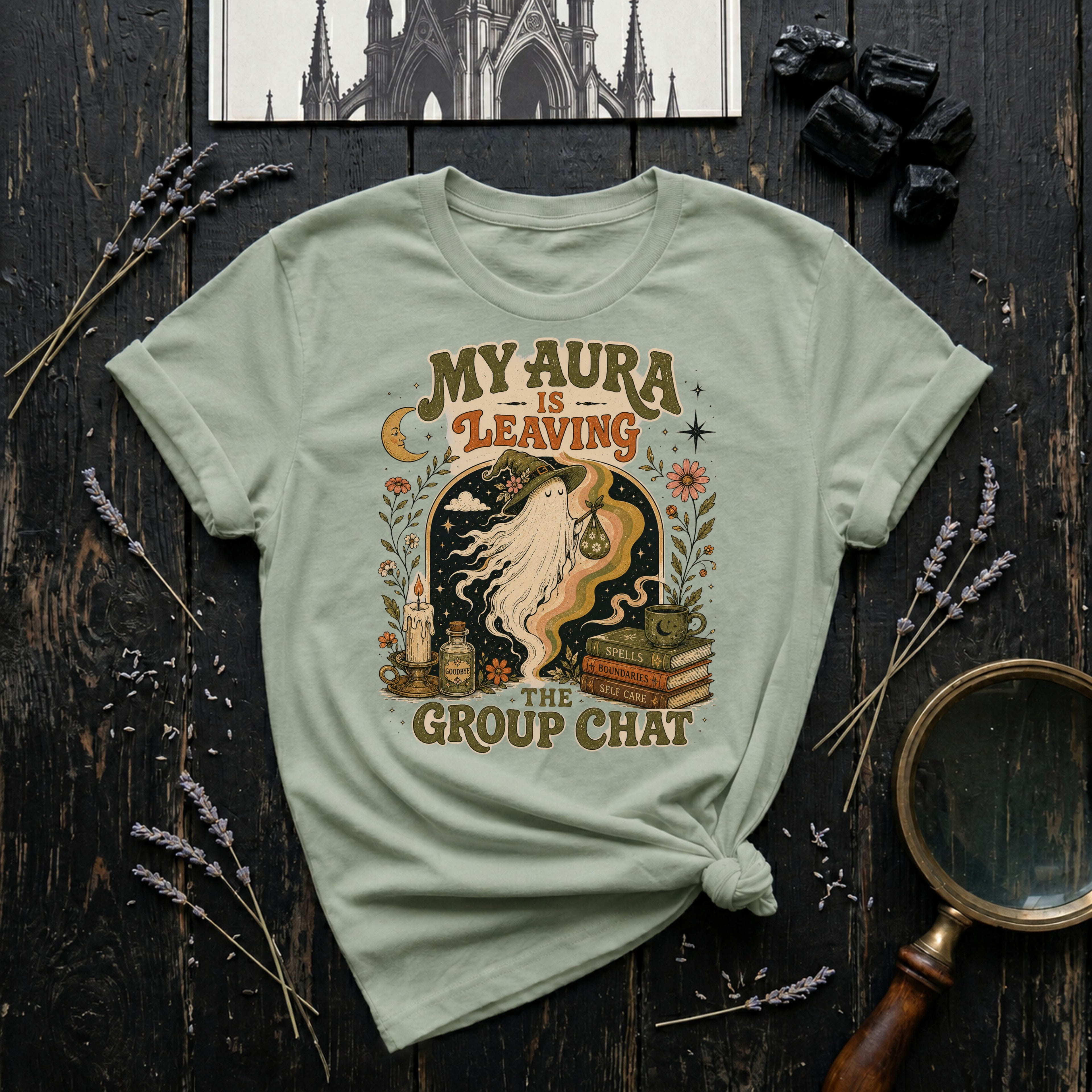 My Aura Is Leaving T-Shirt — Retro Witchy Vibe Graphic Tee