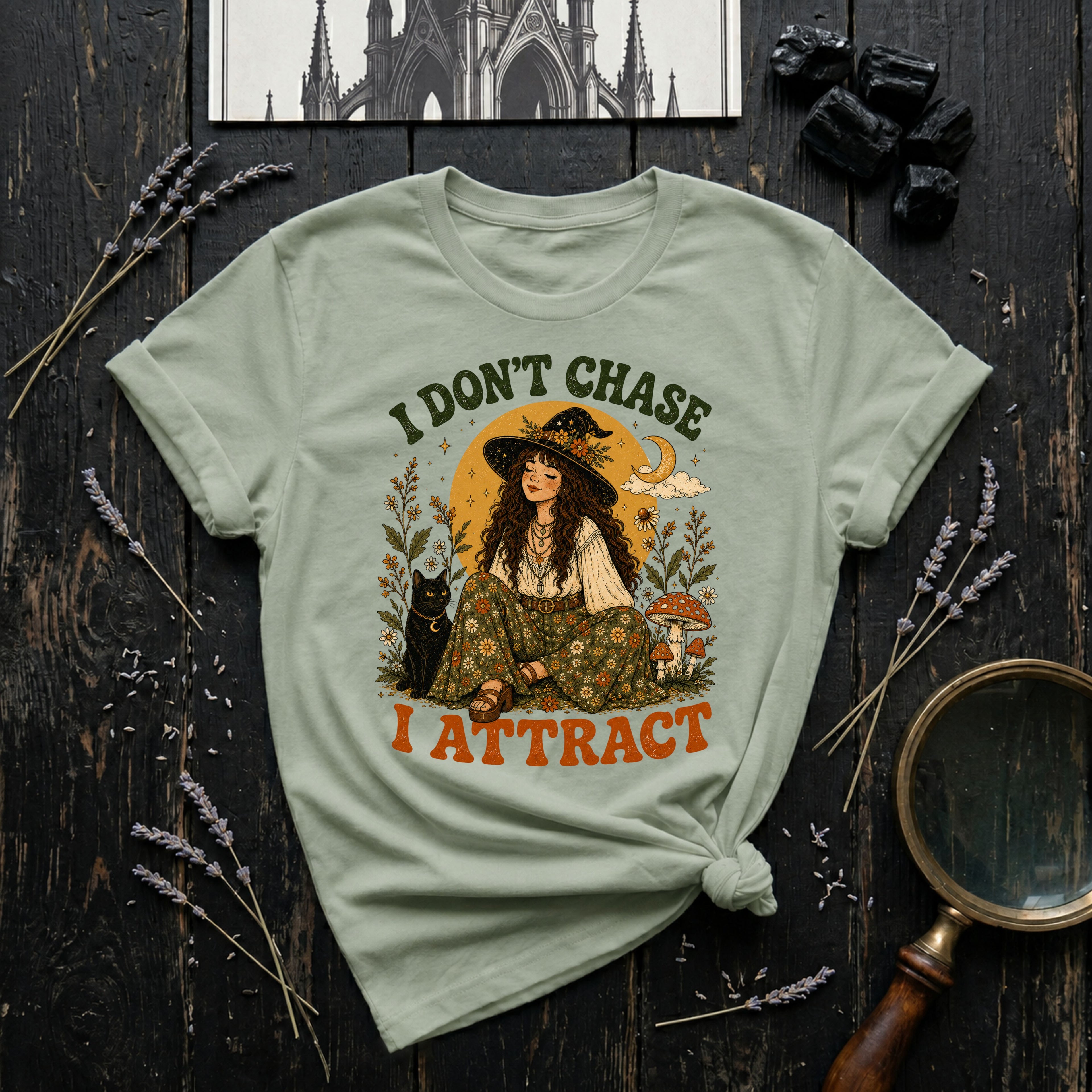 I Don’t Chase I Attract Witchy Graphic T-Shirt