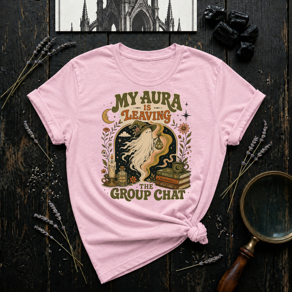 My Aura Is Leaving T-Shirt — Retro Witchy Vibe Graphic Tee