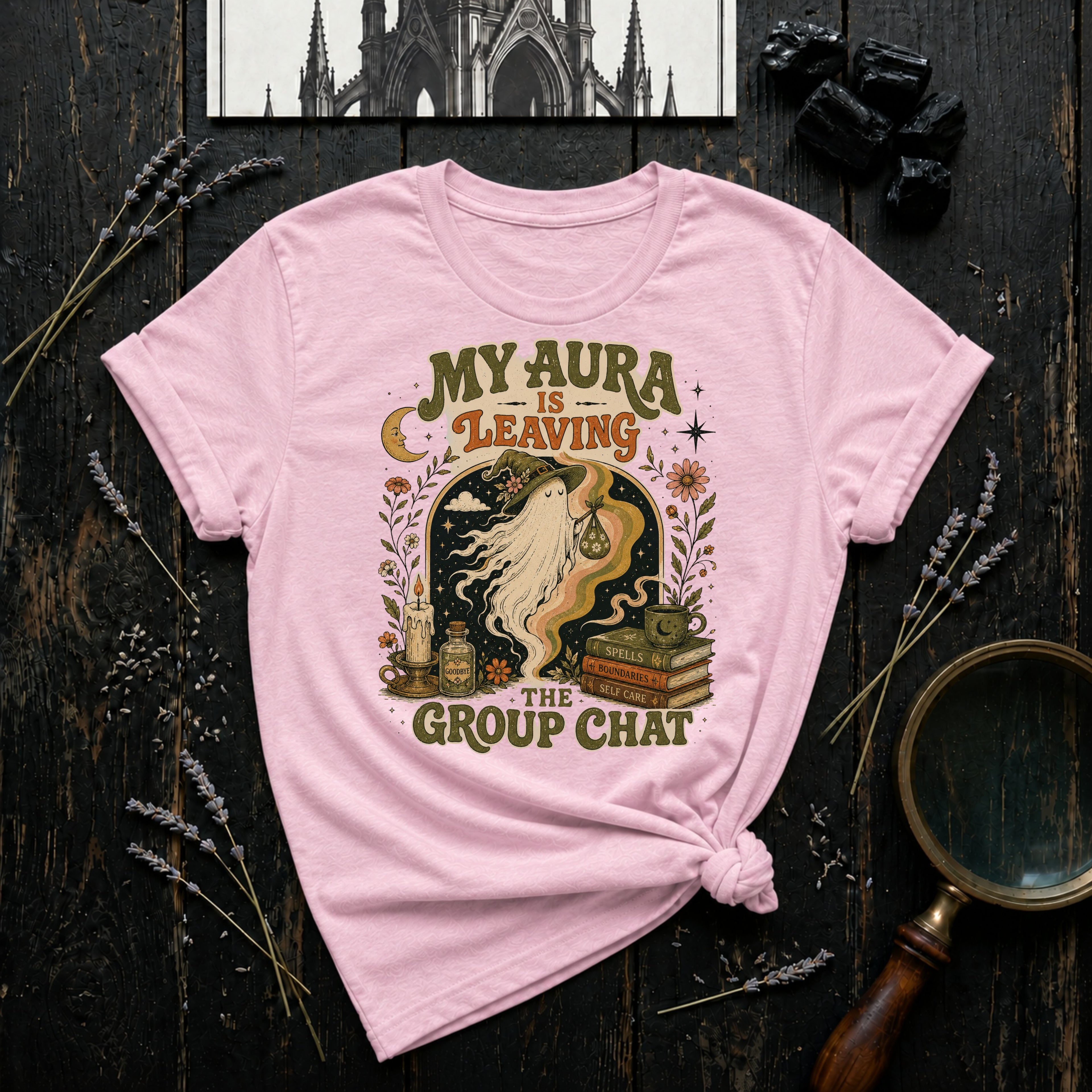 My Aura Is Leaving T-Shirt — Retro Witchy Vibe Graphic Tee