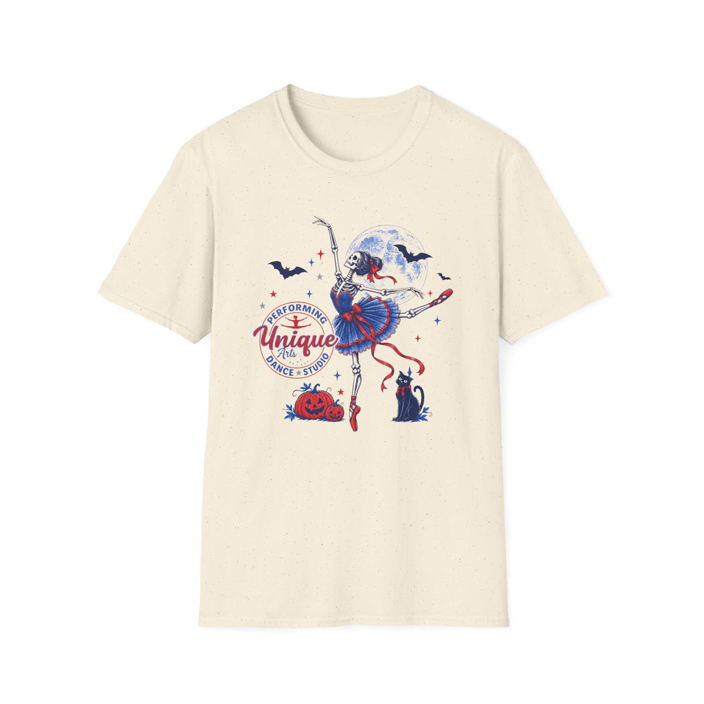 ADULT Skeleton Ballerina 'Performing Unique' T-Shirt — Halloween Dance Graphic Tee