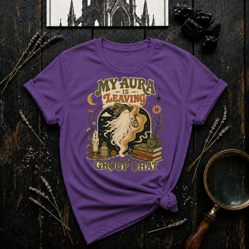 My Aura Is Leaving T-Shirt — Retro Witchy Vibe Graphic Tee