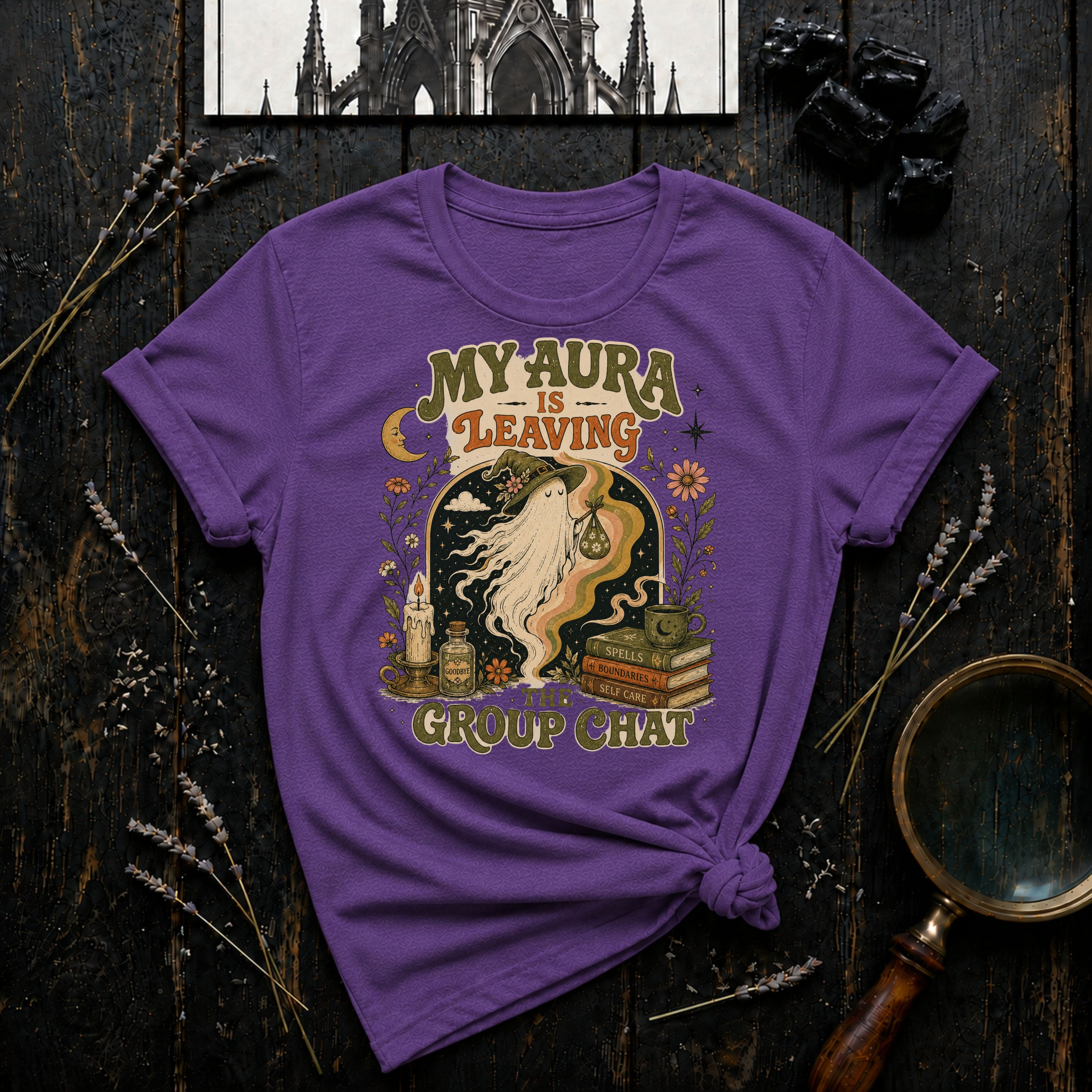 My Aura Is Leaving T-Shirt — Retro Witchy Vibe Graphic Tee